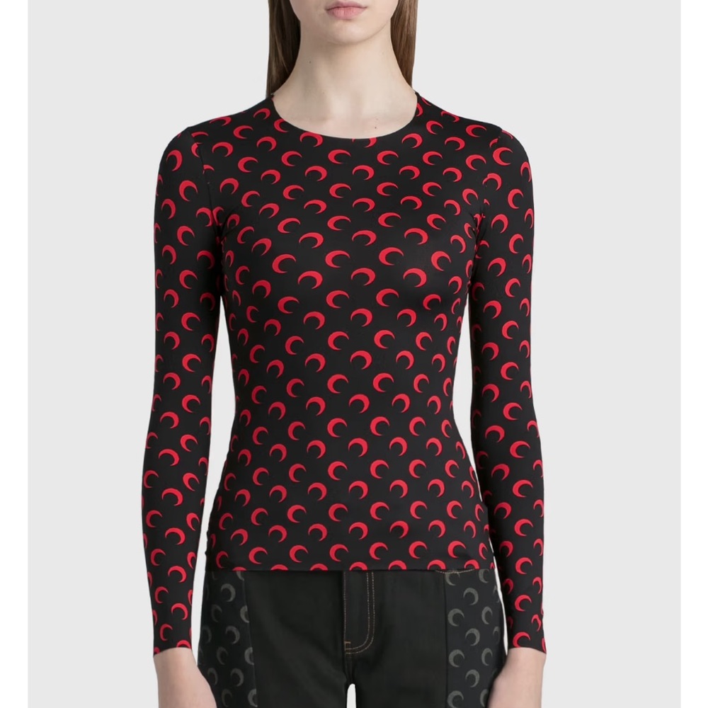 Marine Serre Red Second Skin Moon Long Sleeve Shirt